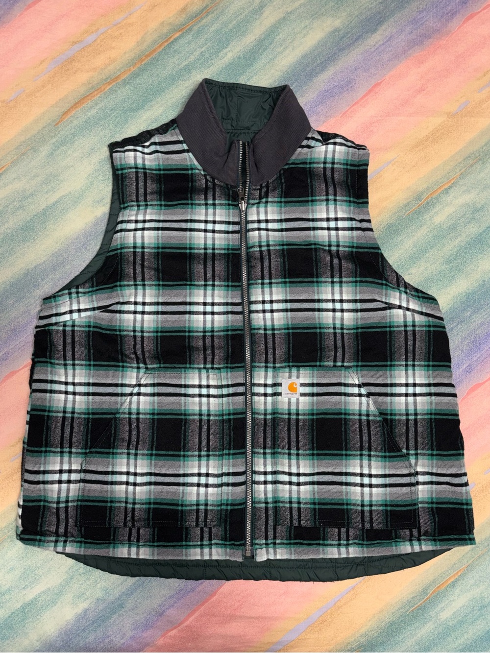 Carhartt Women’s Amoret Reversible Vest Jacket XL Green Rain Defender Quilted